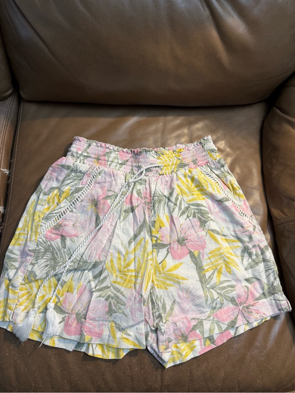 Briggs New York Pink & Yellow Floral High Waist Shorts